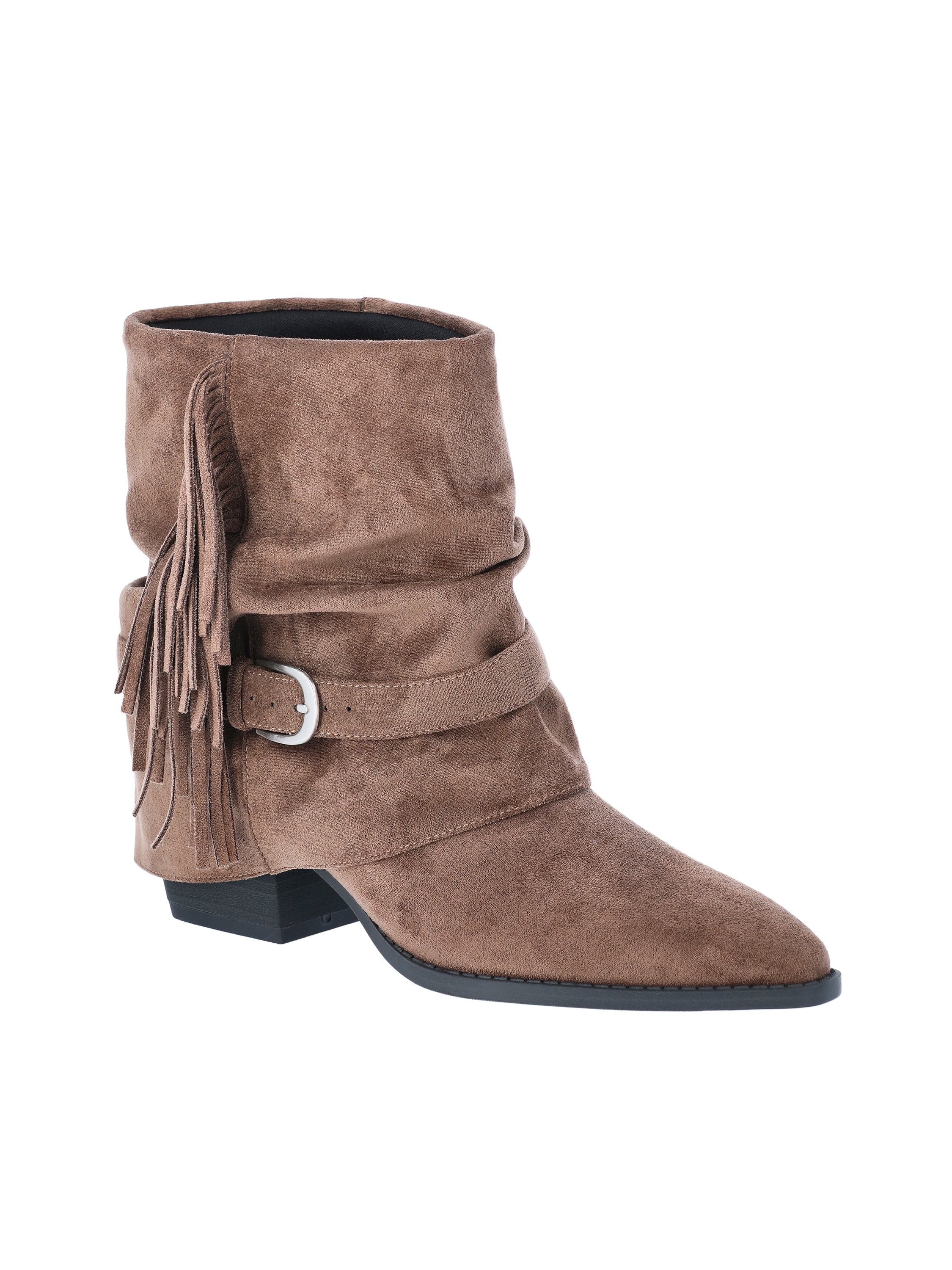 Time and Tru Women's Foldover Slouch Boots with Fringe