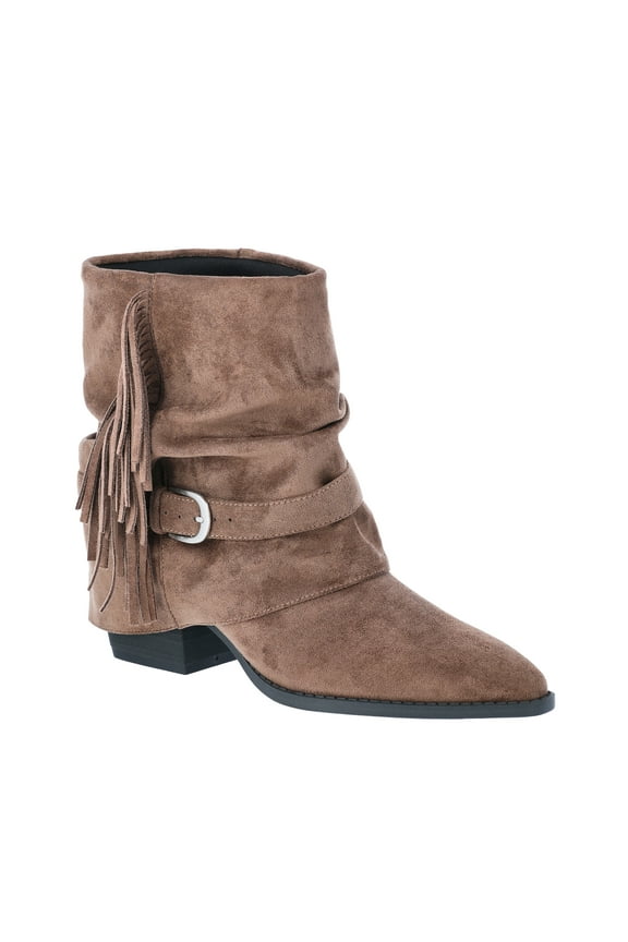 Women's Foldover Slouch Boots with Fringe