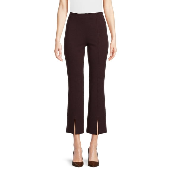 Time and Tru Women's Full Length Flare Ponte Pants, Short, 28" Inseam