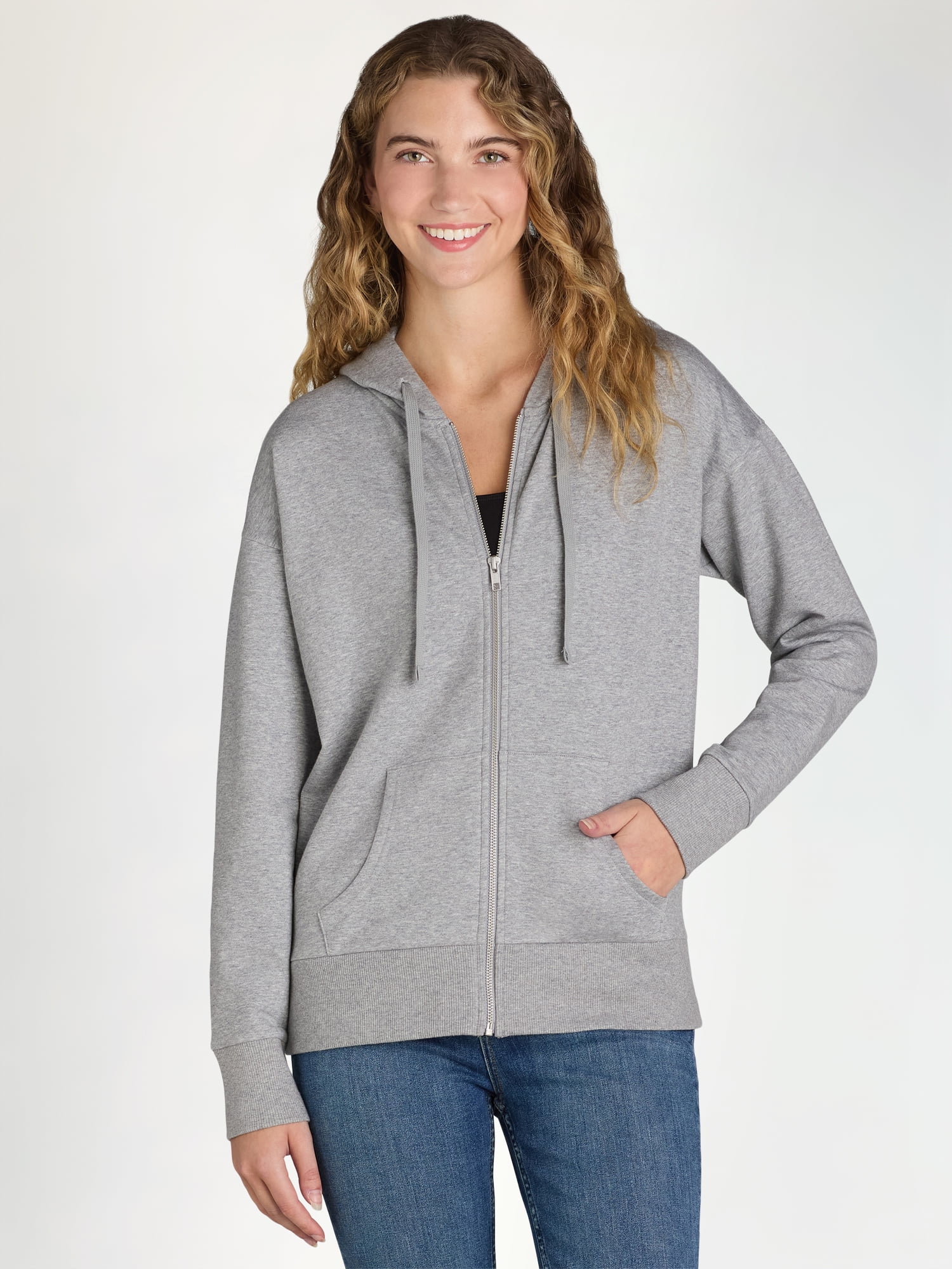 Women's and Women's Plus Zip Up Fleece Jacket with Hood, Sizes XS-4X