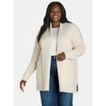 thumbnail image 1 of Time and Tru Women's and Women's Plus Fuzzy Open Front Cardigan Sweater, Midweight, Sizes XS-4X, 1 of 4