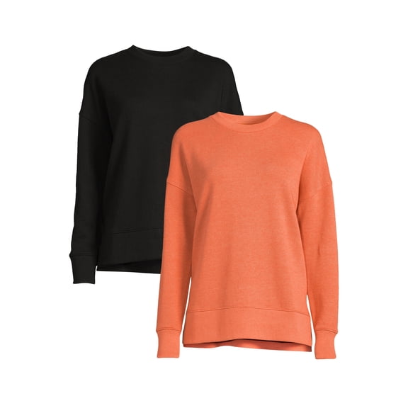 Time and Tru Women's Garment Wash Sweatshirt, 2-Pack