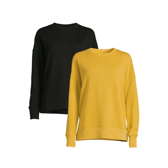 Time and Tru Women's Garment Wash Sweatshirt, 2-Pack