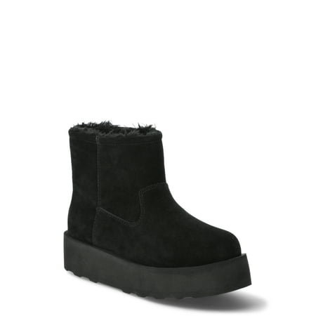 Time and Tru Women's Genuine Suede Platform Cozy Boots, Sizes 6-11
