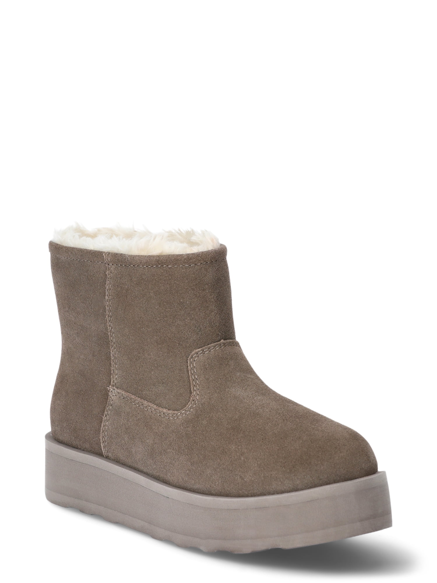 Time and Tru Women's Genuine Suede Platform Cozy Boots
