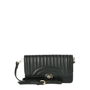 Time and Tru Women's Gigi Quilted Flap Top Wallet, Black