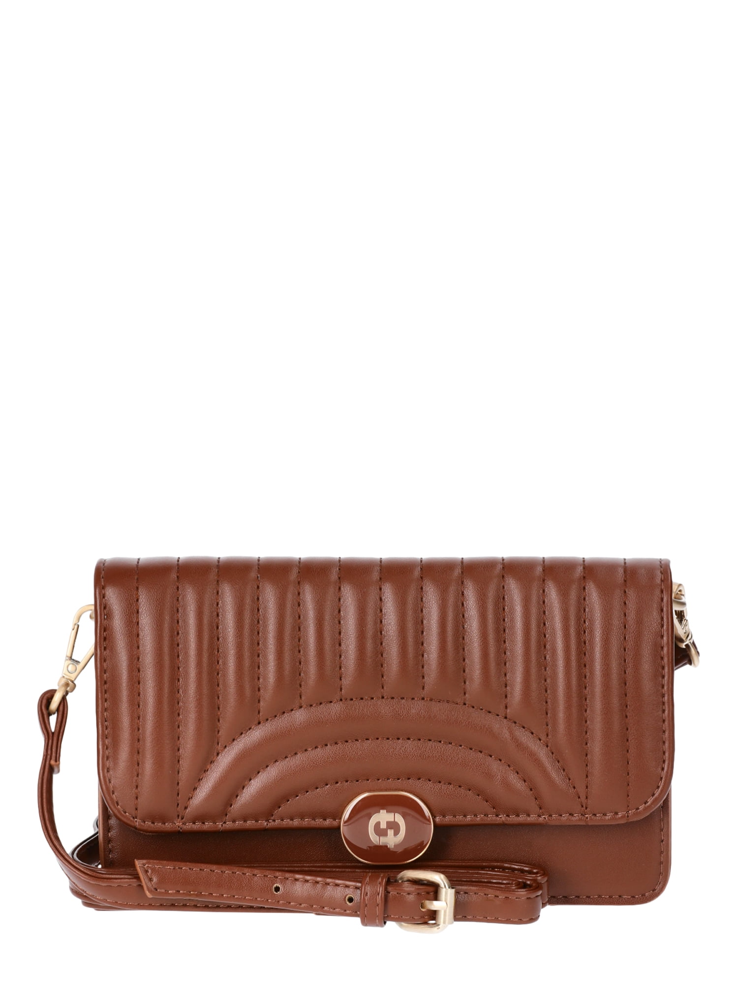 Time and Tru Women's Gigi Quilted Flap Top Wallet, Cognac