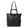 thumbnail image 1 of Time and Tru Women's Giselle Faux Leather Convertible Tote Handbag Black, 1 of 5