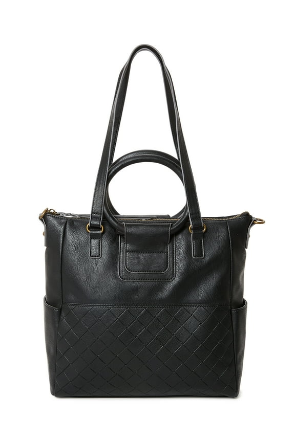 Women's Giselle Faux Leather Convertible Tote Handbag Black