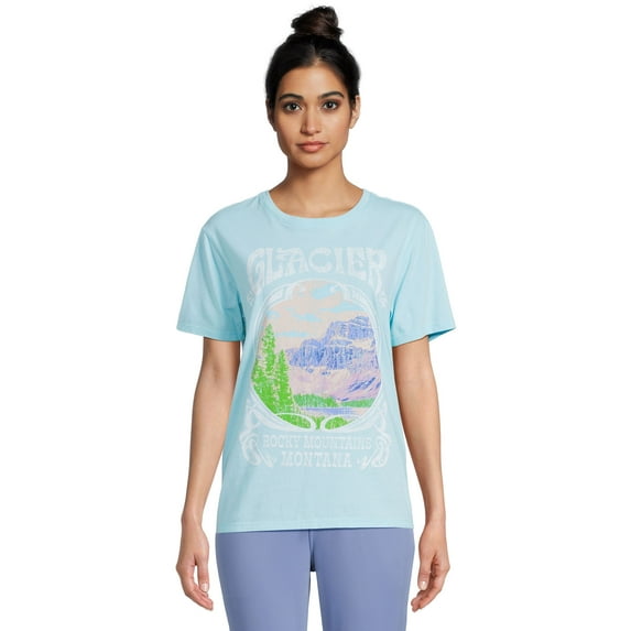 Time and Tru Women's Glacier National Park Graphic Tee with Short Sleeves