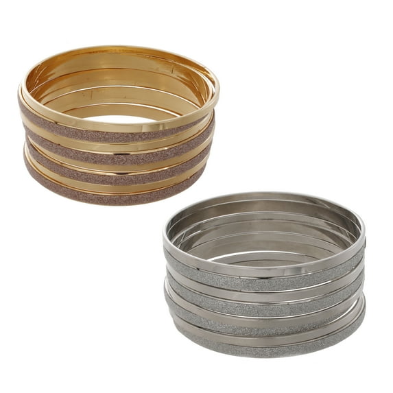 Time and Tru Women's Glitter Bangle Bracelet Set, 16-Piece