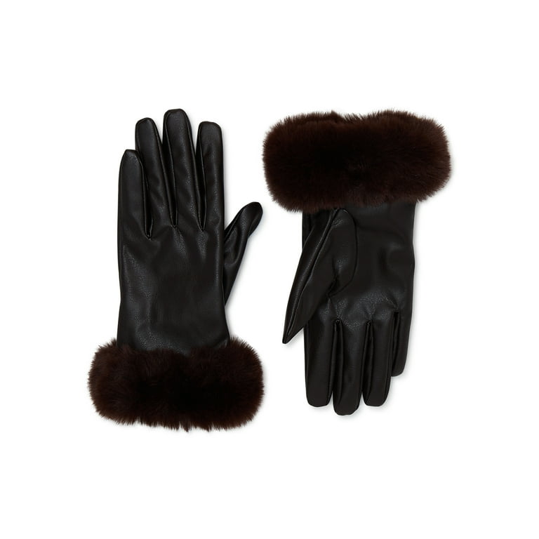 Time and Tru Women's Gloves with Faux Fur Cuff