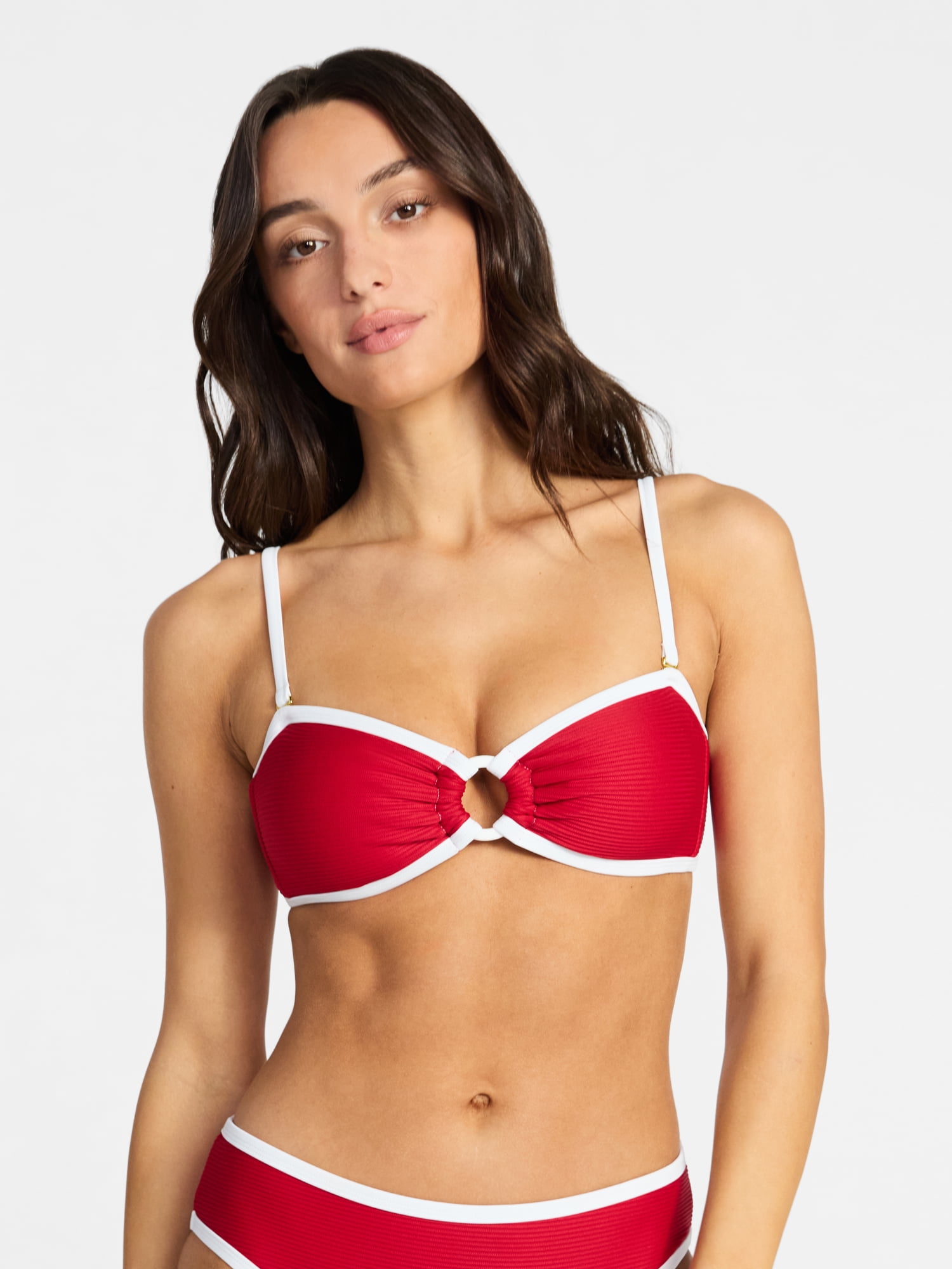 Time and Tru Women's and Women's Plus Size Go Time Strapless Bandeau Bikini Top with O-Ring, Sizes XS-3X