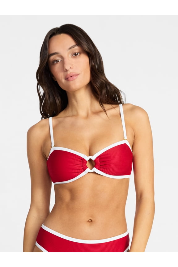 Women's and Women's Plus Size Go Time Strapless Bandeau Bikini Top with O-Ring, Sizes XS-3X