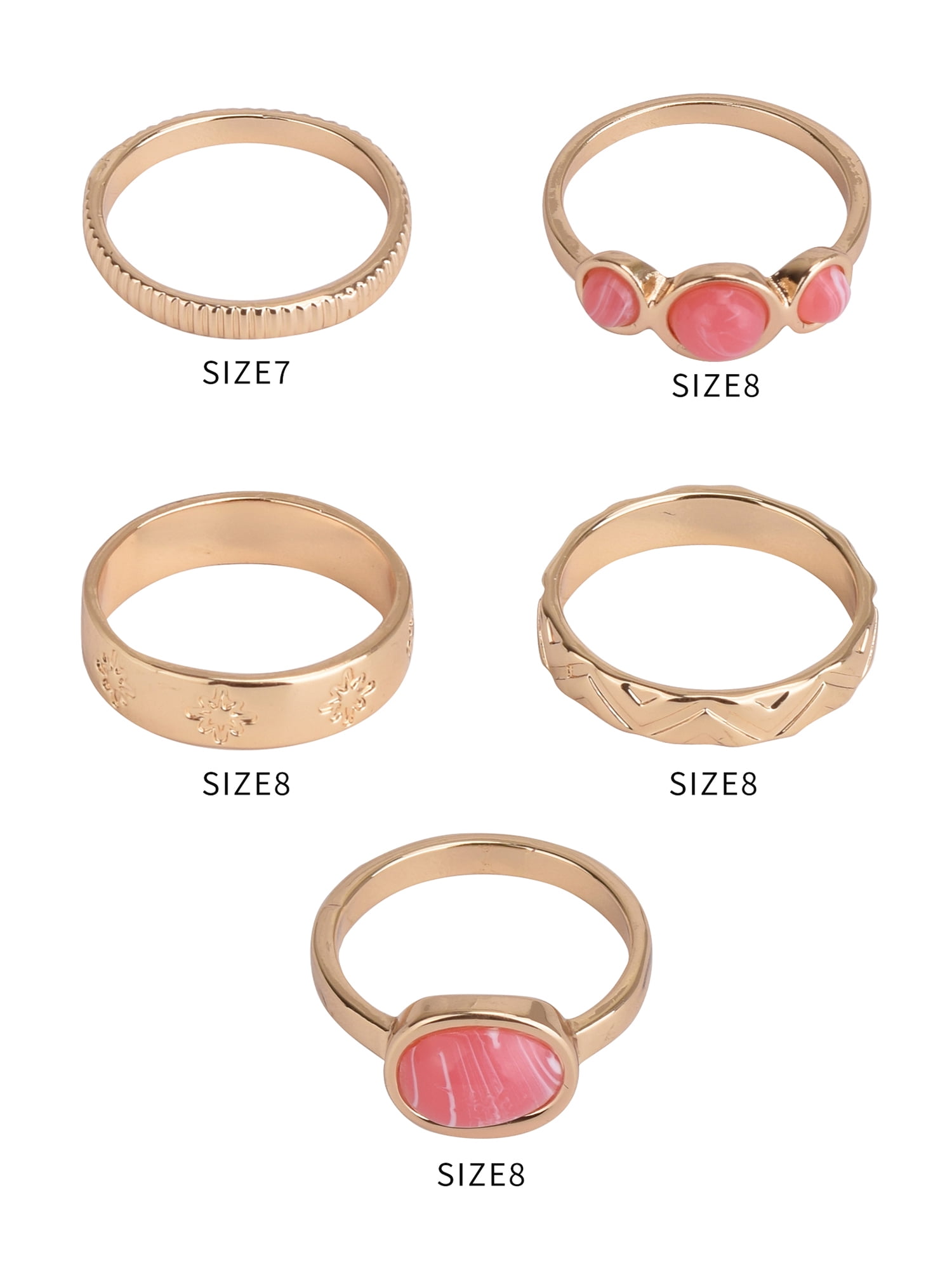 Time and Tru Women's Gold-Tone 5pc Multi-Stone Ring Set