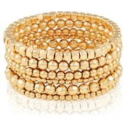 Time and Tru Womens Gold Tone Beaded Stretch Bracelet Set, 6-Piece