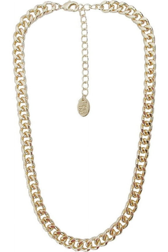 Women's Gold Tone Chunky Curb Chain Necklace 17" with Extender