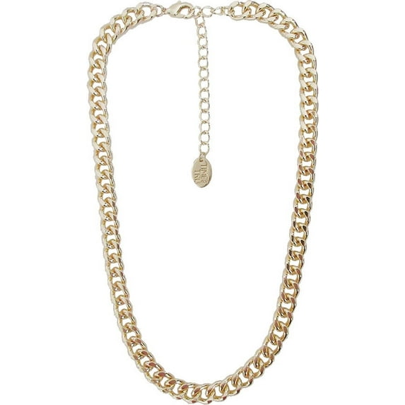 Time and Tru Women's Gold Tone Chunky Curb Chain Necklace 17" with Extender