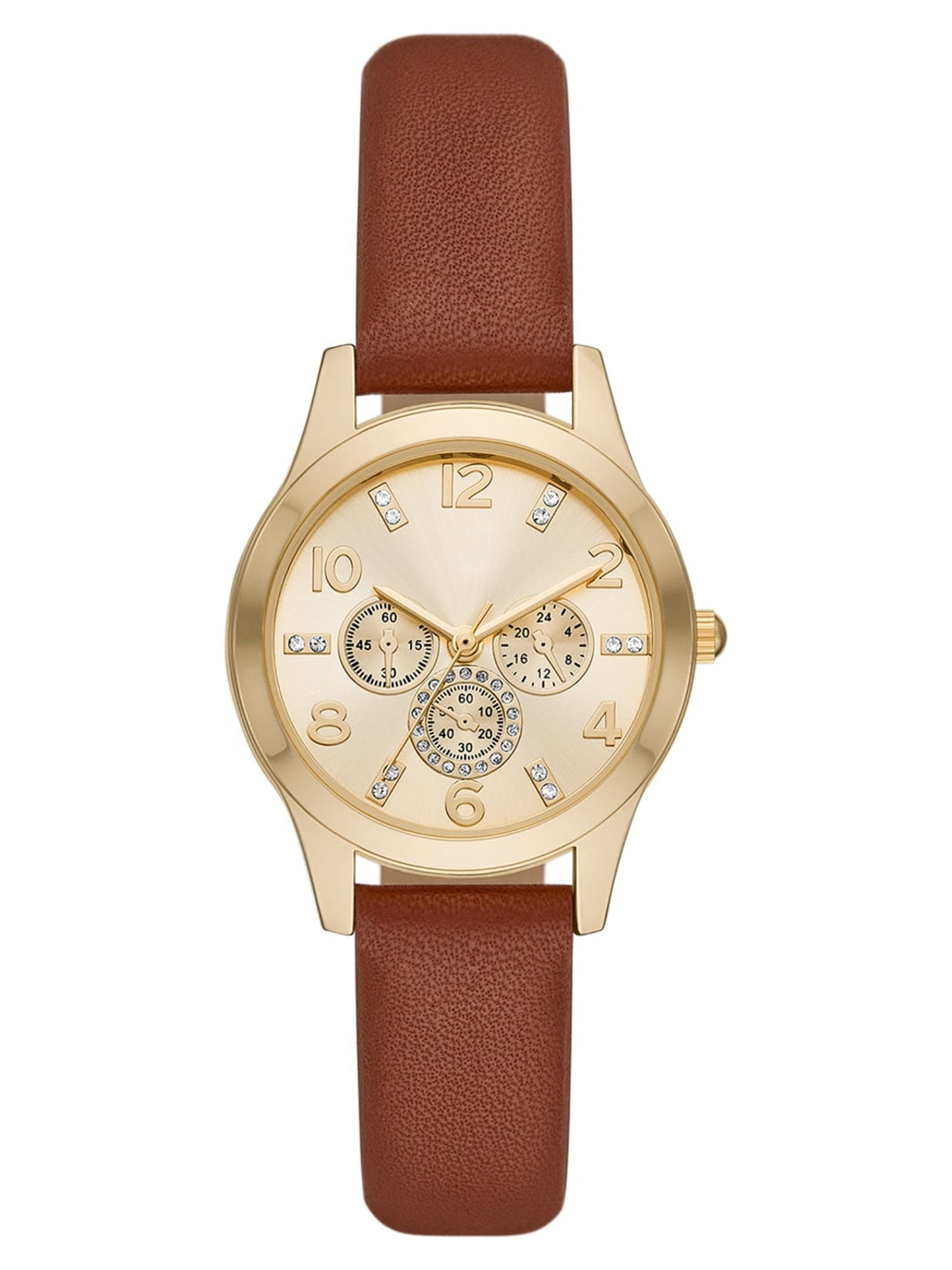 Time and Tru Women s Gold Tone Crystal Accent Watch with Faux