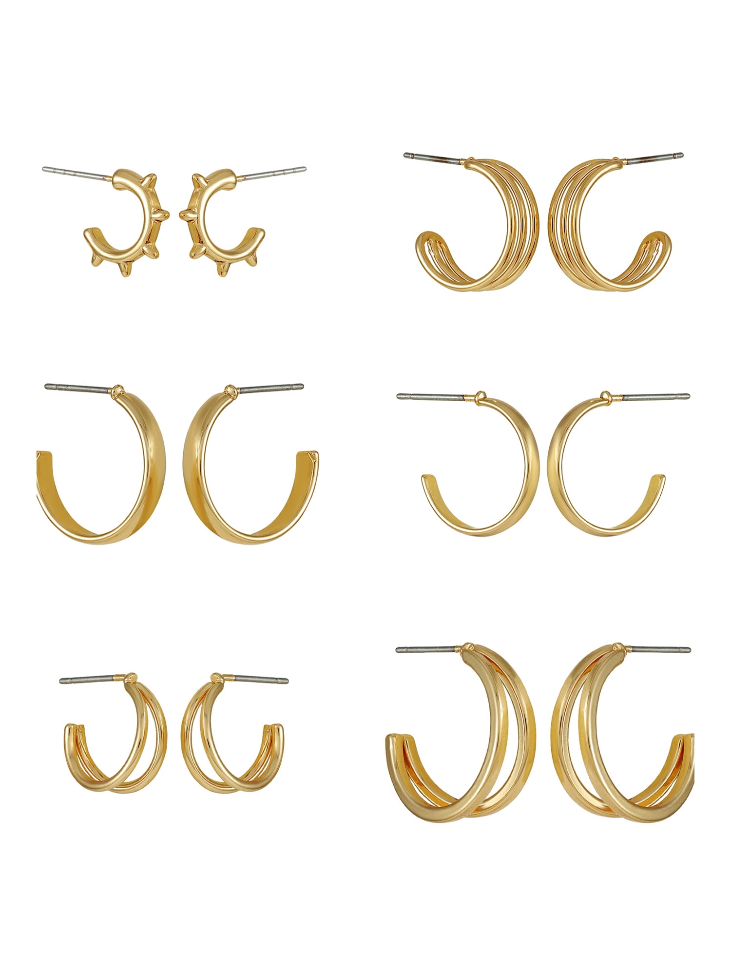 Shell Shape Dainty Dangle Hoop Earrings - Gold Tone Plated, Hypoallergenic Sterling Silver Post