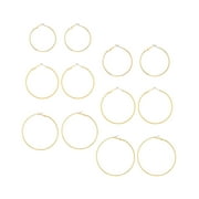 Time and Tru Women's Gold Tone Graduated Wire Hoop Earring Set, 6-Piece
