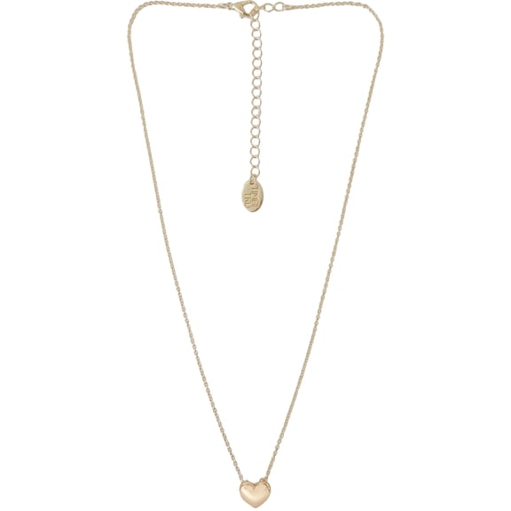 Time and Tru Women's Gold Tone Heart Pendant Necklace 18" with Extender