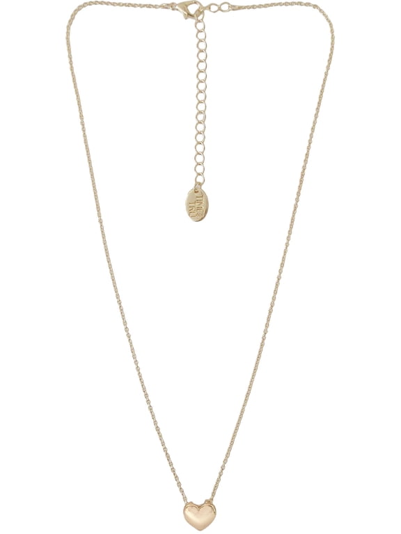 Women's Gold Tone Heart Pendant Necklace 18" with Extender