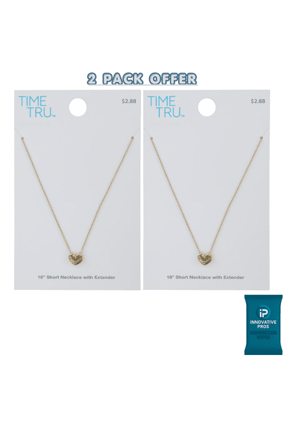 Women's Gold Tone Heart Pendant Necklace 18" with Extender