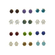 Time and Tru Women's Gold-Tone Imitation Birthstone Stud Earring Set, 12-Piece