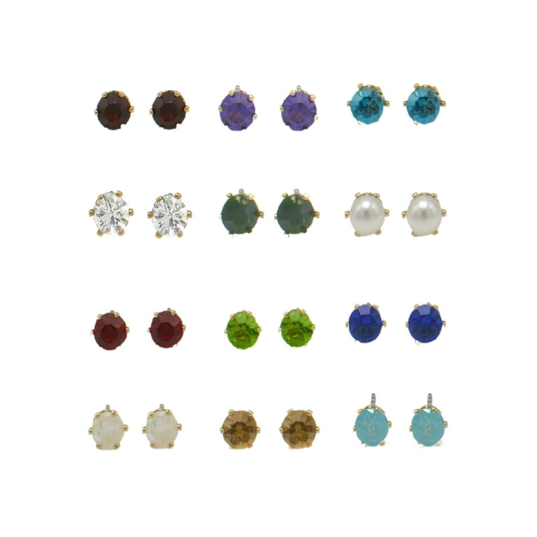 Birthstone stud earrings set deals
