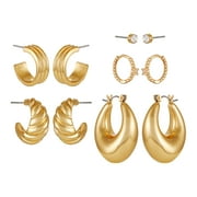 Time and Tru Womens Gold Tone Multi Earring Set with Glass Stones