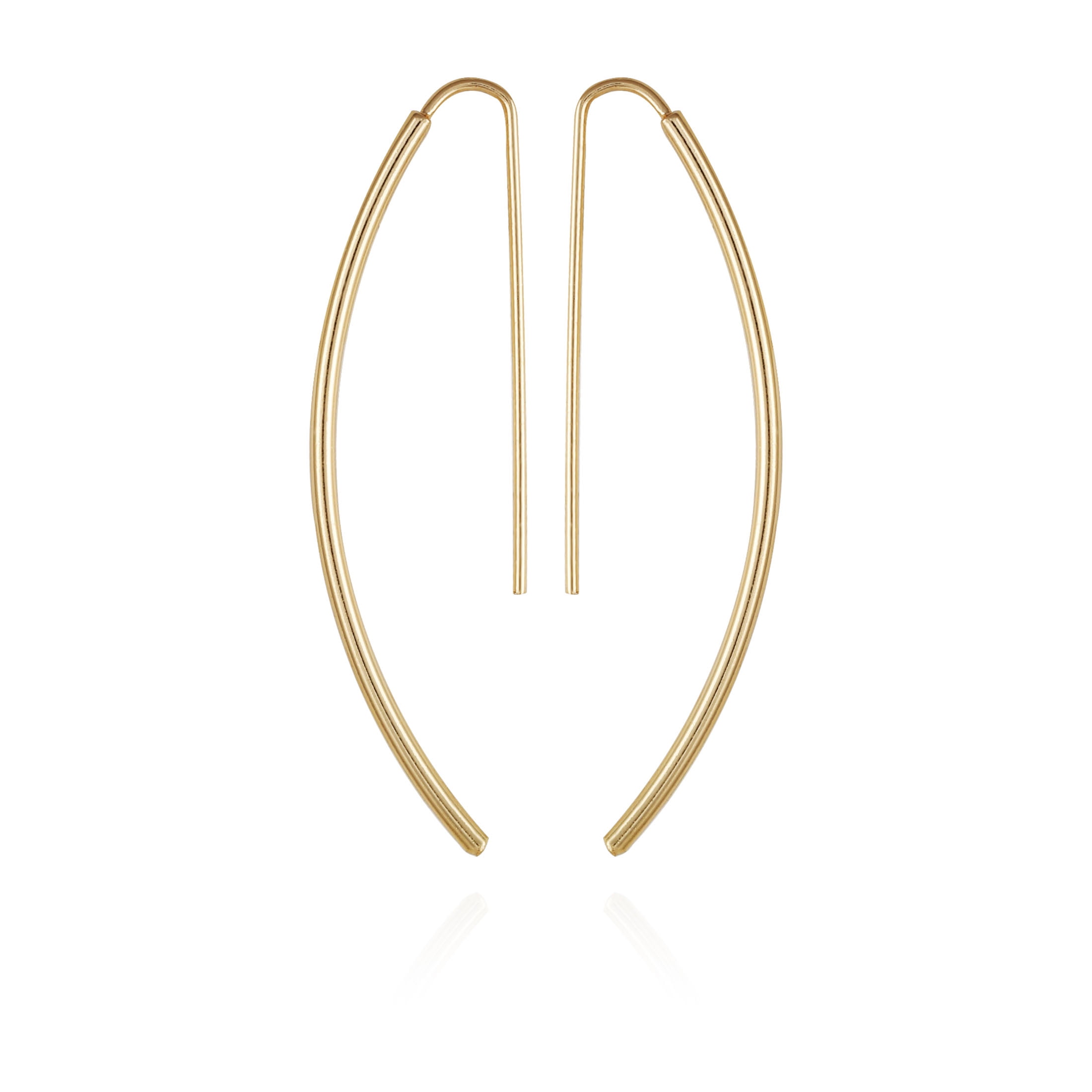 Time and Tru Women's Gold Tone Oblong Threader Earrings