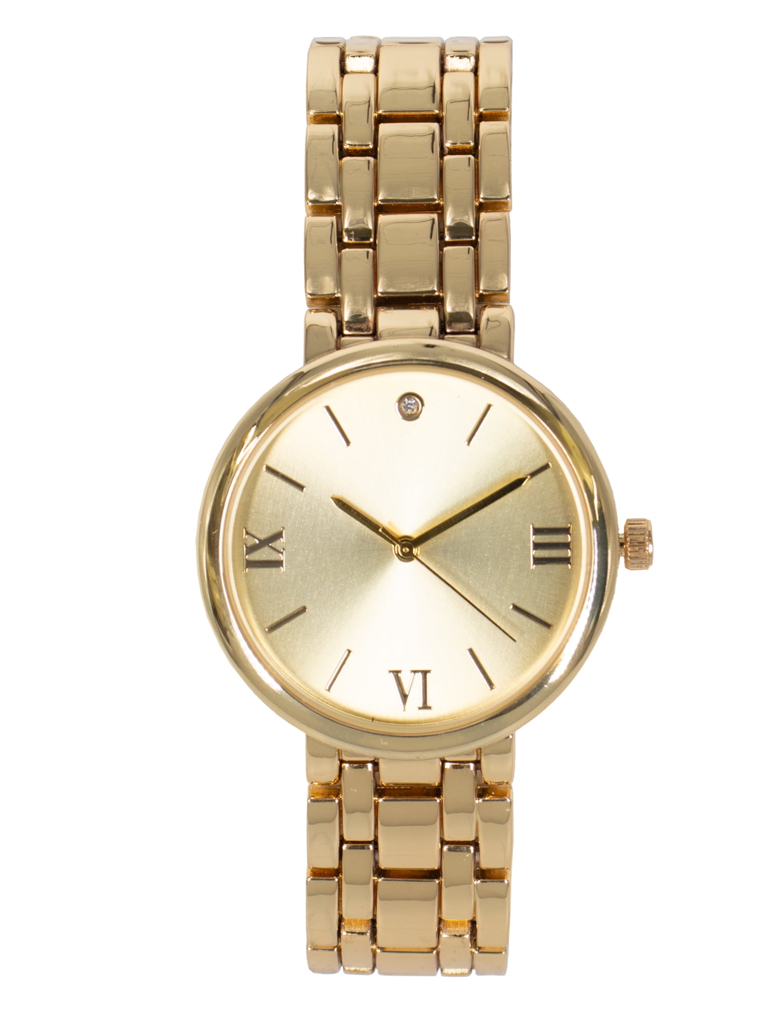 Time & Tru Women's Gold Tone Analog Quartz Watch and Bangle Bracelet Set, 2-Piece