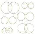 thumbnail image 1 of Time and Tru Adult Women's 6 On Multi Fashion Basic Gold Tone Graduated Hoops. Change Up Your Style 6 Days in a Row!, 1 of 6
