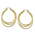 Time and Tru Women's Gold Tone Triple Twist Hoop Earrings