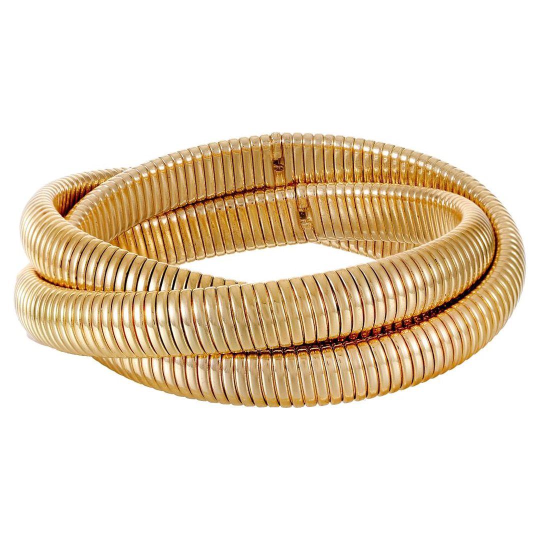 Time and Tru Women's Gold-Tone Twist Bangle Bracelet, 1 Piece - image 1 of 5
