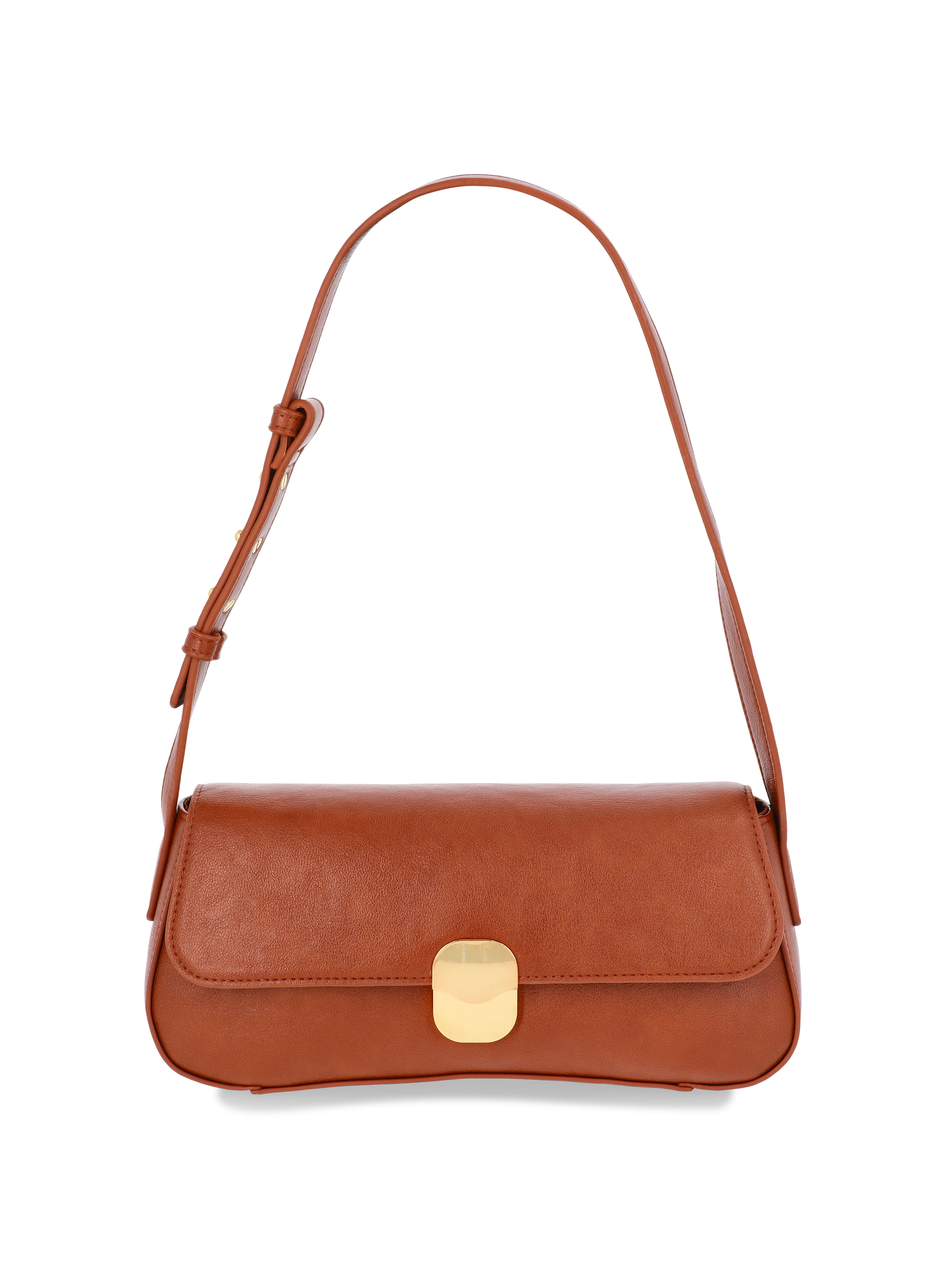 Time and Tru Women's Goldie Shoulder Bag, Brown Oak