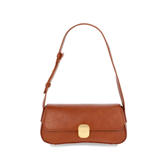Time and Tru Women's Goldie Shoulder Bag, Brown Oak