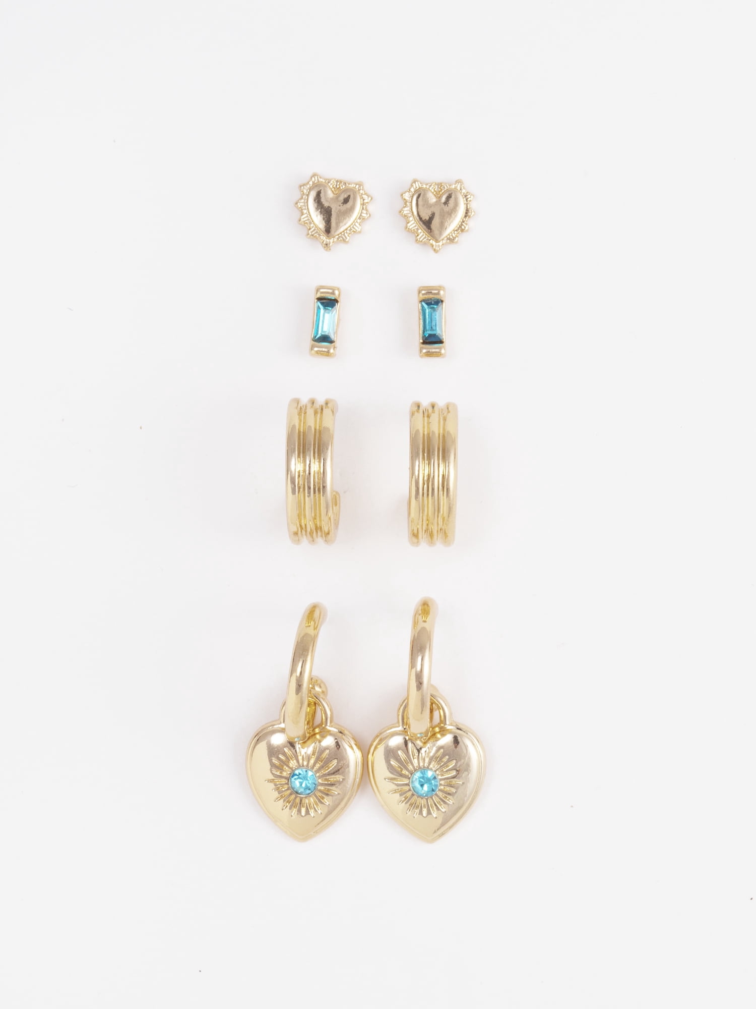 Time and Tru Women's Goldtone Birthstone Earring Set, 4 Pairs, December