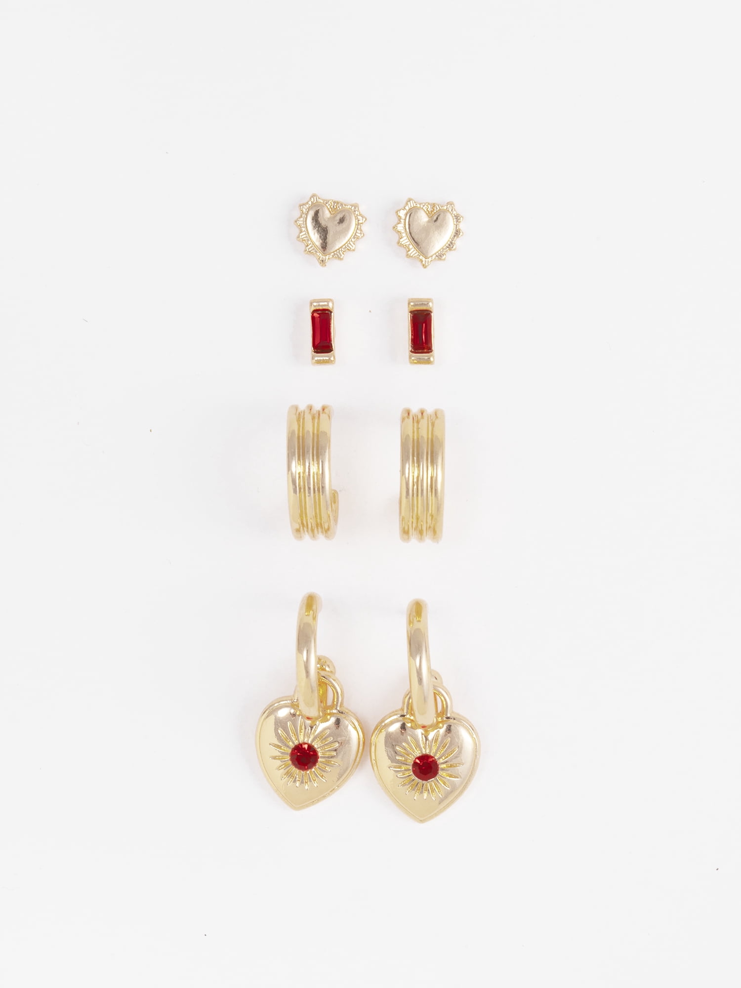 Time and Tru Women's Goldtone Birthstone Earring Set, 4 Pairs, January