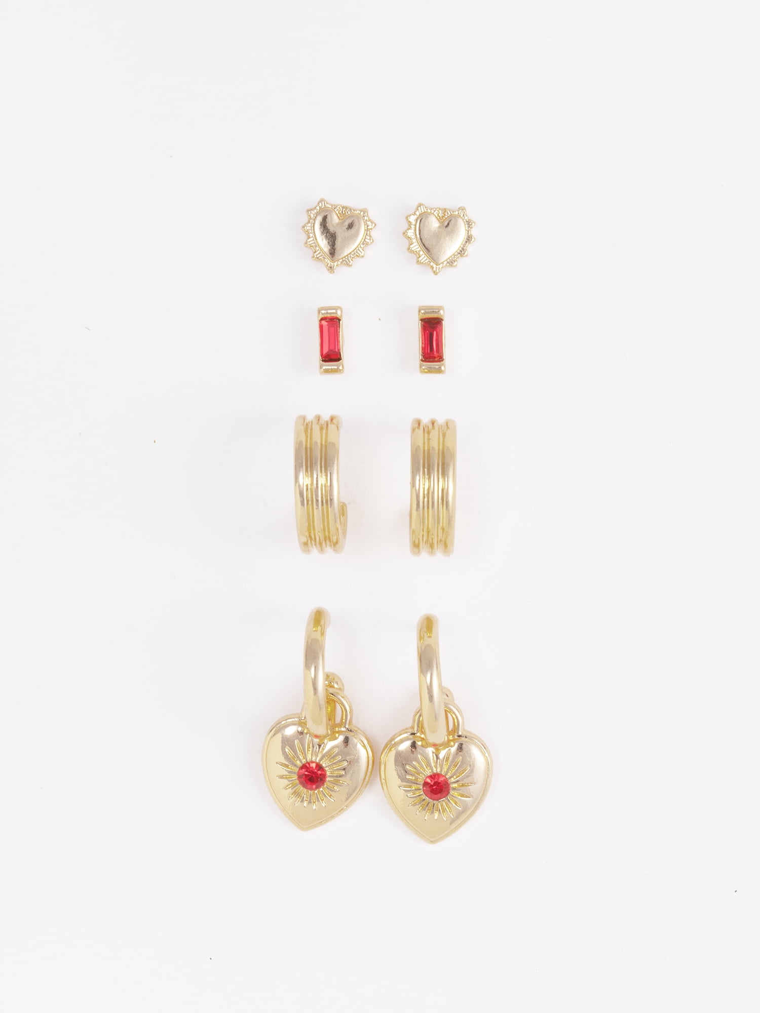 Time and Tru Women's Goldtone Birthstone Earring Set, 4 Pairs, July