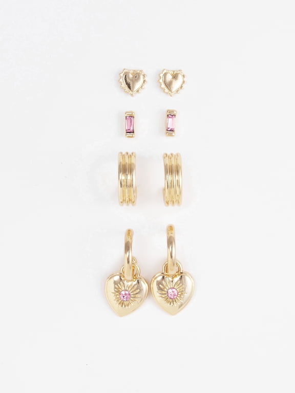 Women's Goldtone Birthstone Earring Set, 4 Pairs, October