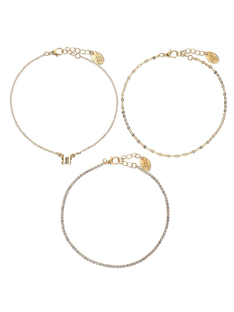 Time and Tru Women's Goldtone Butterfly Motif Anklet Set, 3 Pieces