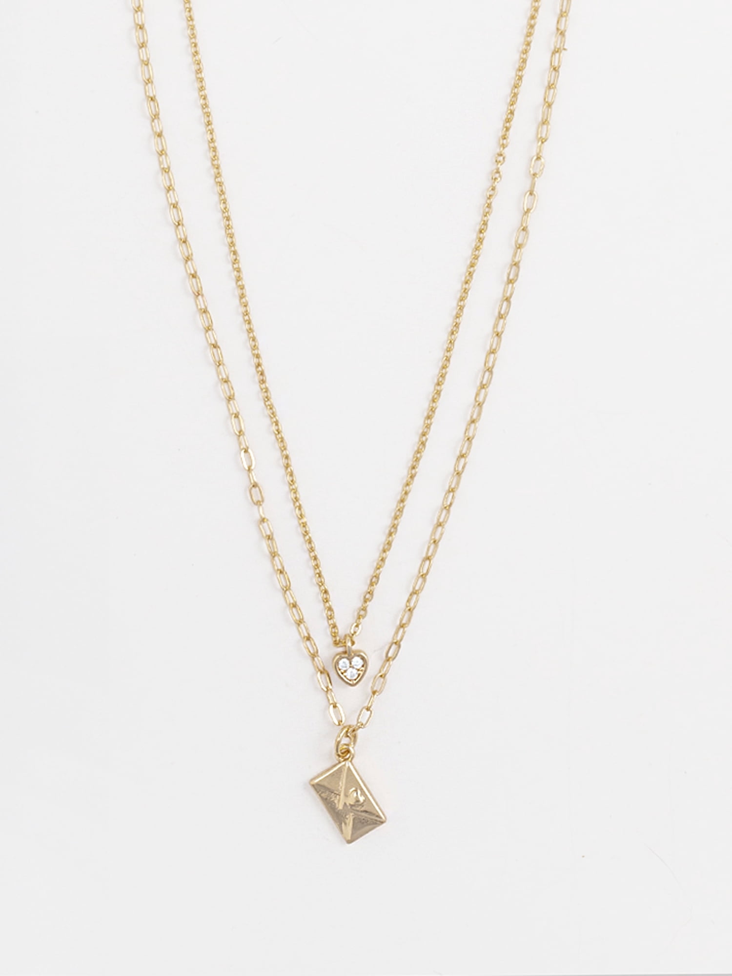 Time and Tru Women's Goldtone Heart and Envelope Layered Necklace