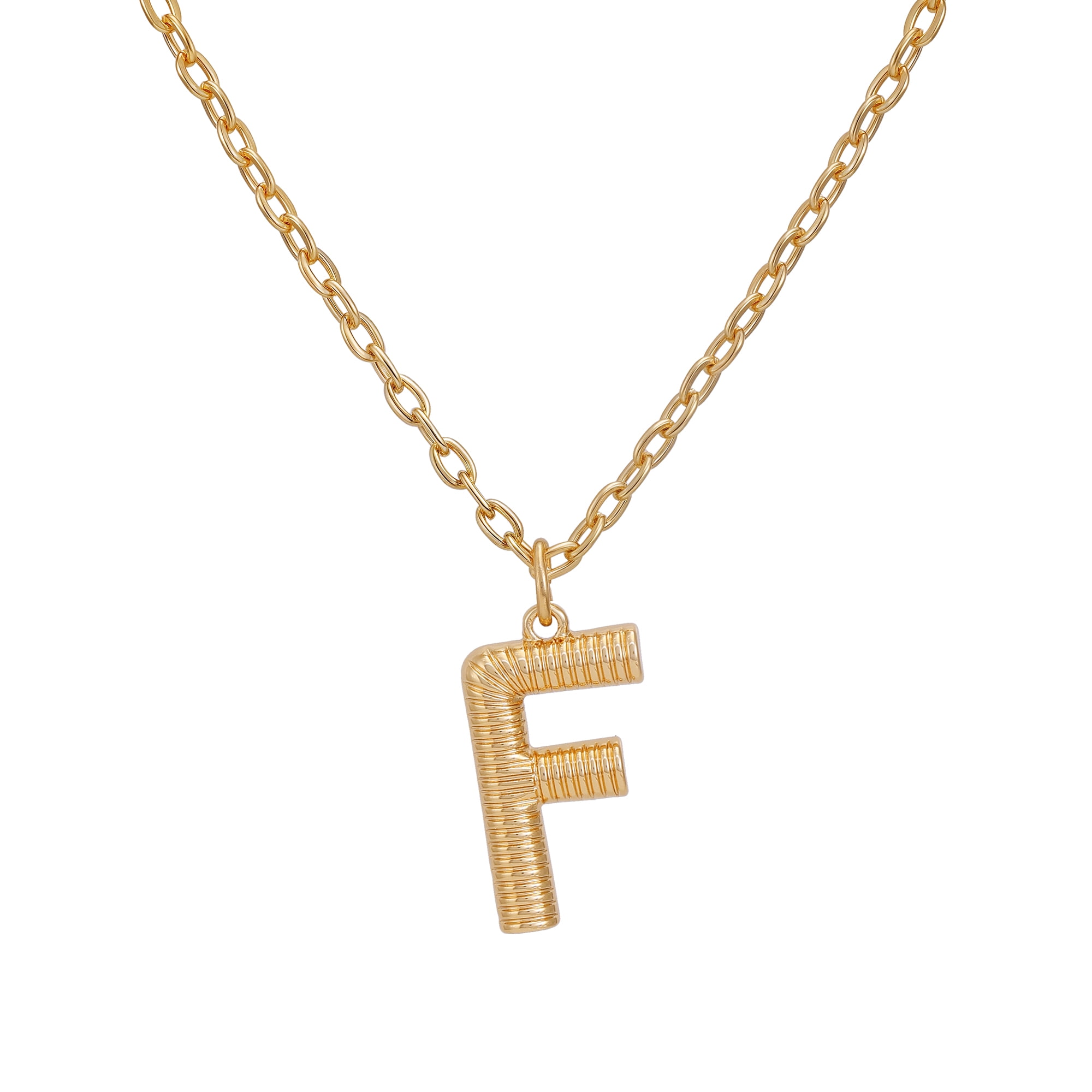 Time and Tru Women's Goldtone Initial F Necklace with Giftable Pouch