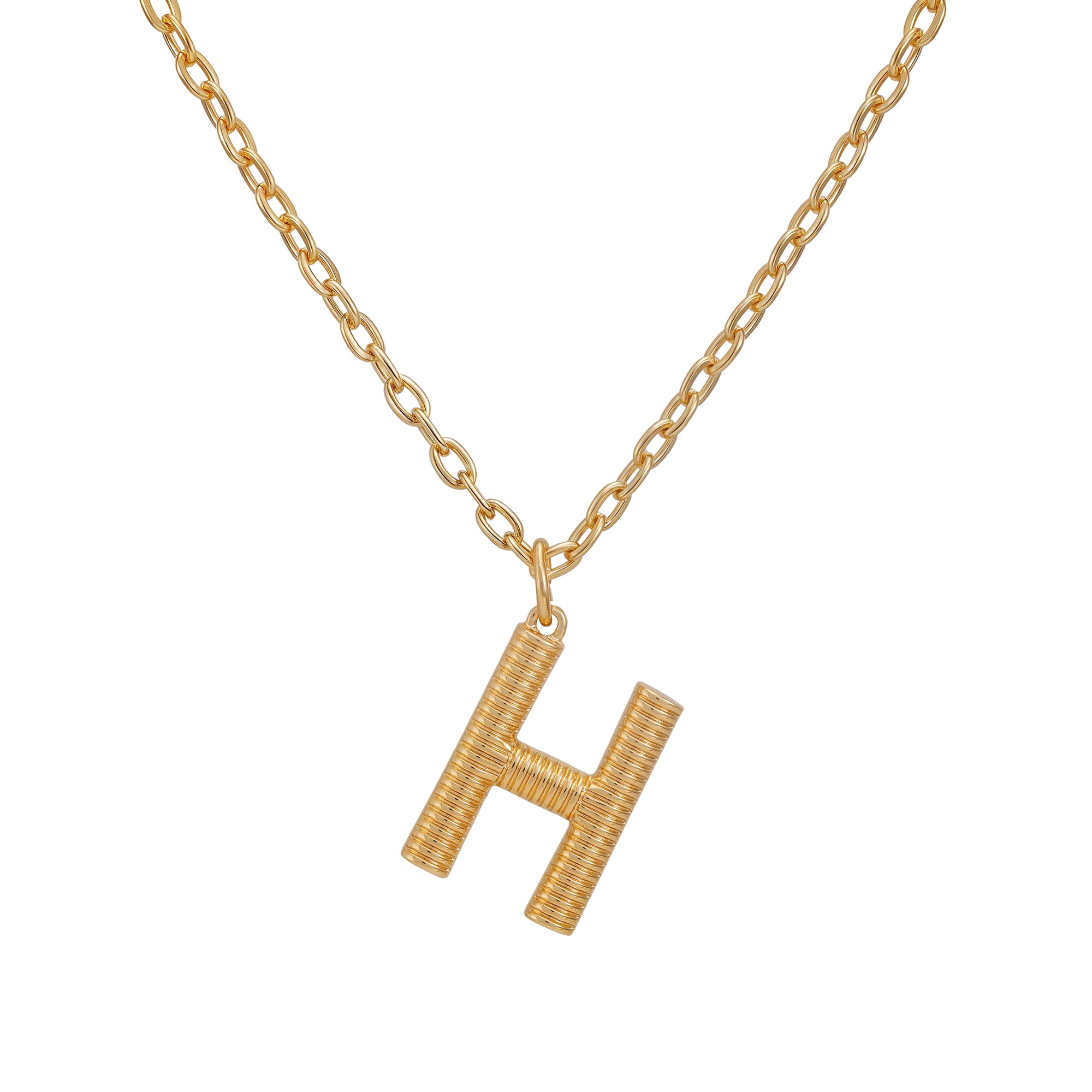 Time and Tru Women's Goldtone Initial H Necklace with Giftable Pouch
