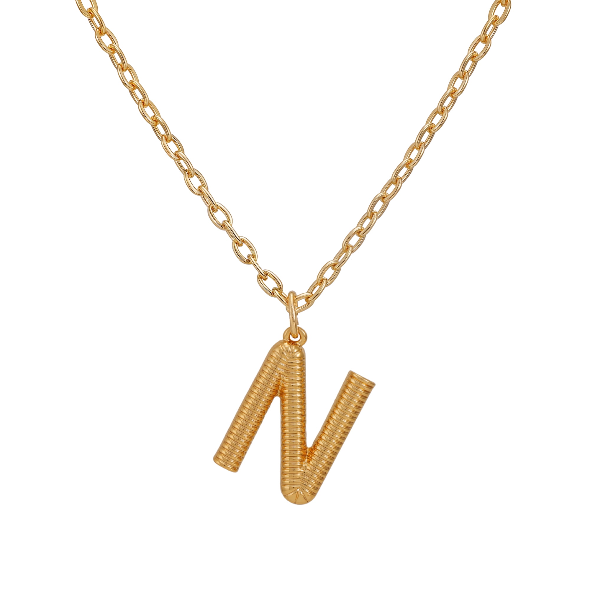 Time and Tru Women's Goldtone Initial N Necklace with Giftable Pouch