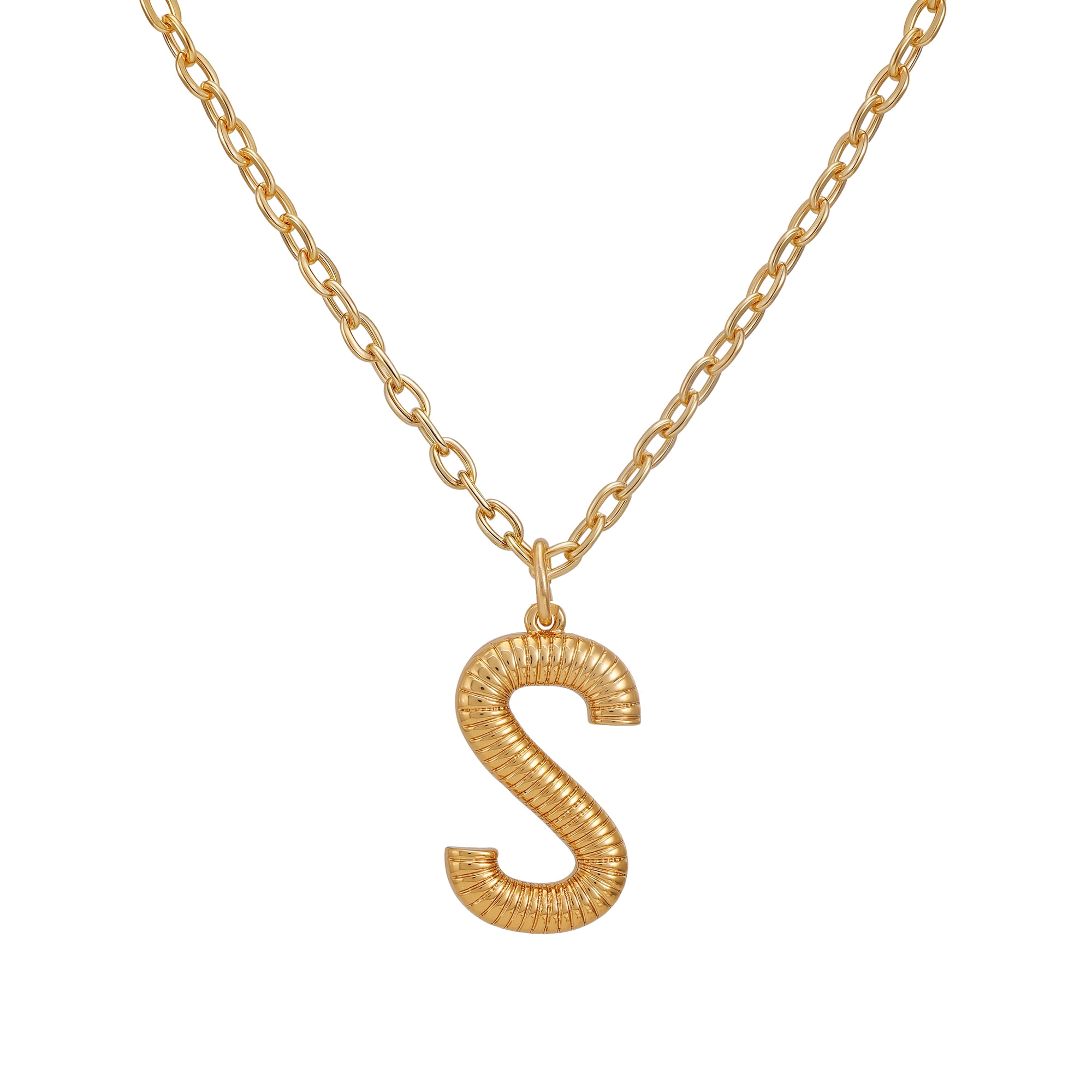 Time and Tru Women's Goldtone Initial S Necklace with Giftable Pouch
