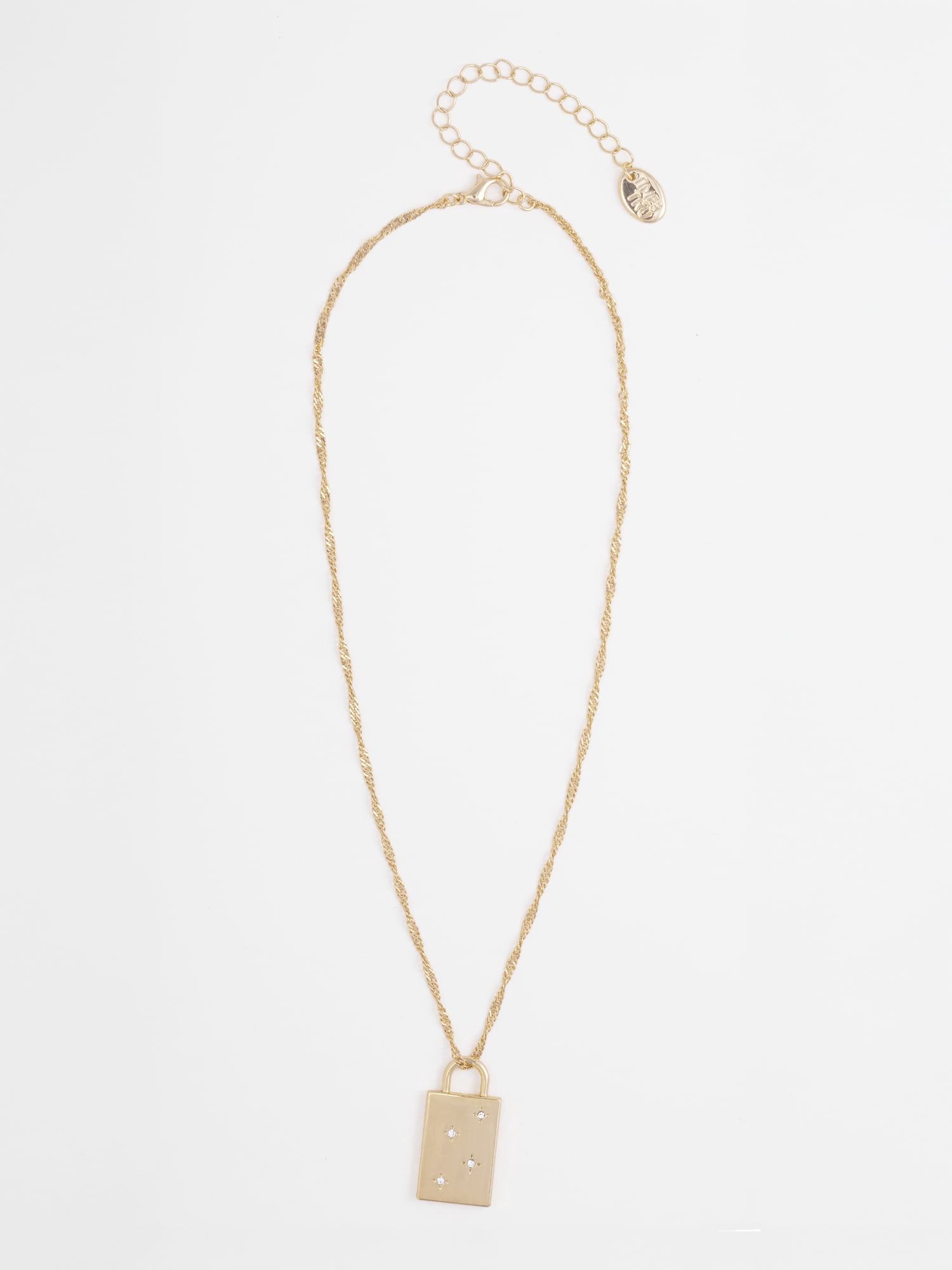 Time and Tru Women's Goldtone, Know Your Worth Lock Necklace