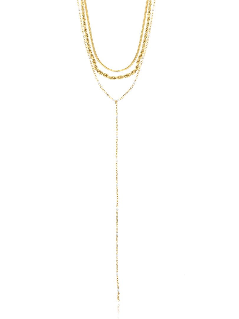 Time and Tru Women's Goldtone Lariat Necklace Set, 3 Pieces
